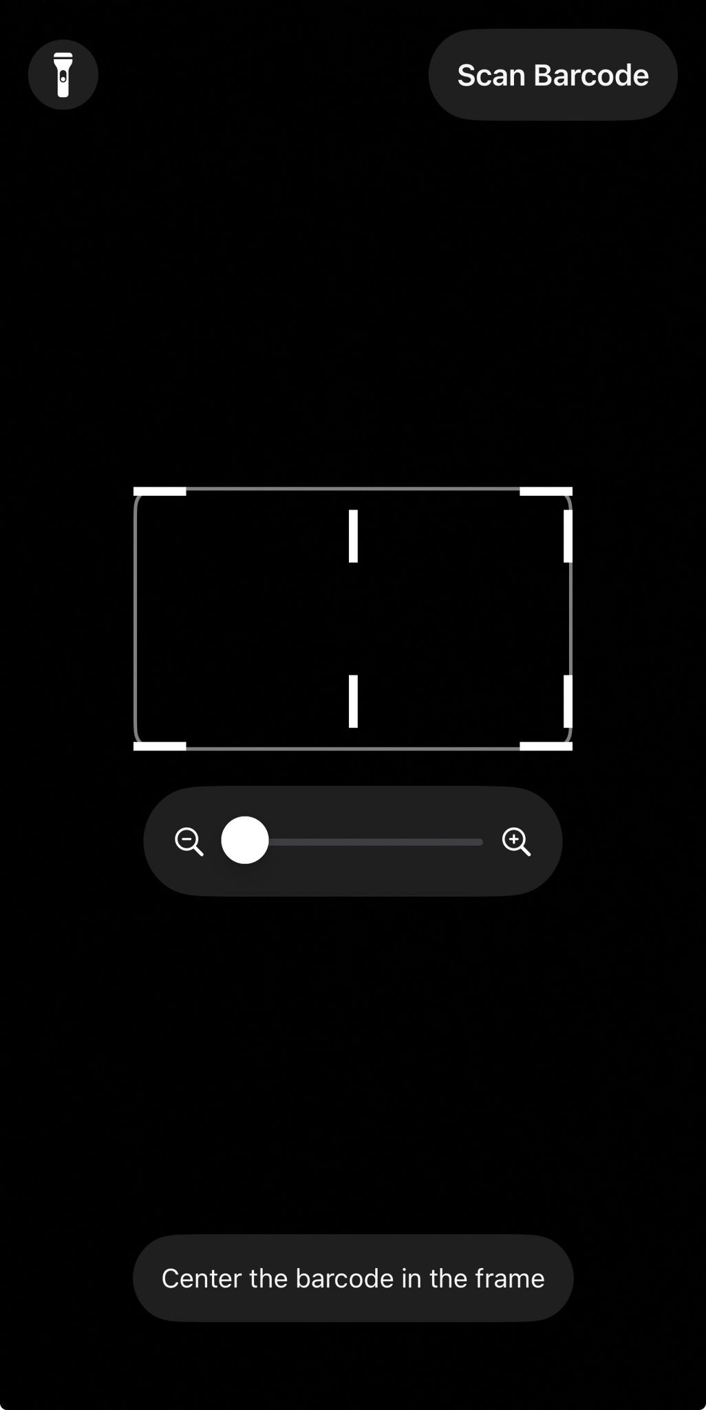 Barcode details screen